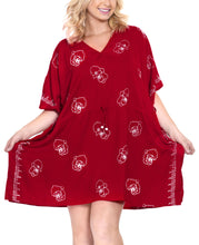 Load image into Gallery viewer, la-leela-christmas-santa-solid-swim-tunic-cover-ups-osfm-14-32-l-5x-red_2493
