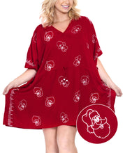 Load image into Gallery viewer, la-leela-christmas-santa-solid-swim-tunic-cover-ups-osfm-14-32-l-5x-red_2493