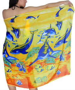 LA LEELA Women's Beach Wear Bikini Wrap Skirt Sarong Coverup 72"x42" Yellow_L773