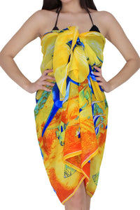LA LEELA Women's Beach Wear Bikini Wrap Skirt Sarong Coverup 72"x42" Yellow_L773