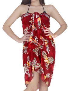 LA LEELA Women's Sarong Bikini Cover-Ups Summer Beach Wrap 72"x42" Maroon_L748