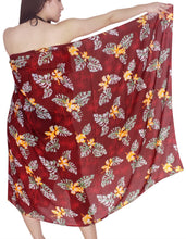 Load image into Gallery viewer, LA LEELA Women&#39;s Sarong Bikini Cover-Ups Summer Beach Wrap 72&quot;x42&quot; Maroon_L748