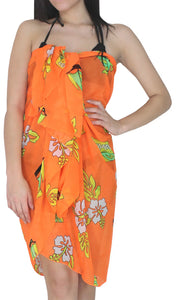 LA LEELA Women's Pareo Canga Sarong Skirt Swimwear Cover Up 72"x42" Orange_L743