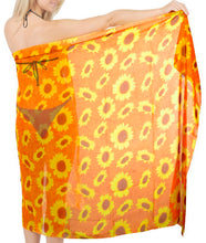 Load image into Gallery viewer, LA LEELA Womens Hawaiian Sarong For Women Plus Size Beach Wrap 72&quot;x42&quot; Orange_L721