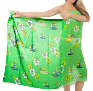 LA LEELA Women's Sarong Swimsuit Cover Up Summer Beach Wrap 72"x42" Green_L718