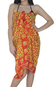 LA LEELA Women Plus Size Sarong Swimsuit Cover Up Beach Wrap 72"x42" Orange_L680