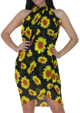 Load image into Gallery viewer, LA LEELA Women&#39;s Wrap Beach Swimwear Cover Up Pareo Sarong 72&quot;x42&quot; Black_L679