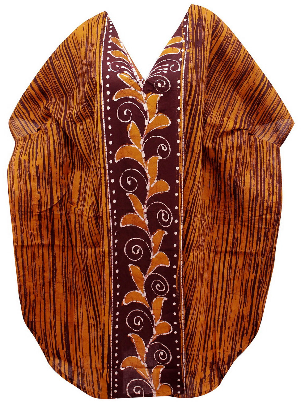 la-leela-cotton-batik-short-caftan-vacation-top-OSFM 14-18W [L- 2X]-Brown_K226