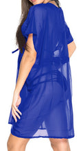 Load image into Gallery viewer, la-leela-bikni-swimwear-chiffon-solid-swimsuit-tassel-cover-up-osfm-16-32-w-5x-royal-blue_942