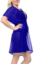 Load image into Gallery viewer, la-leela-bikni-swimwear-chiffon-solid-swimsuit-cover-up-osfm-14-24-l-3x-royal-blue_926