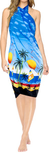 LA LEELA Women's Swimsuit Cover Up Sarong Pareo Beach Wrap One Size Blue_G364