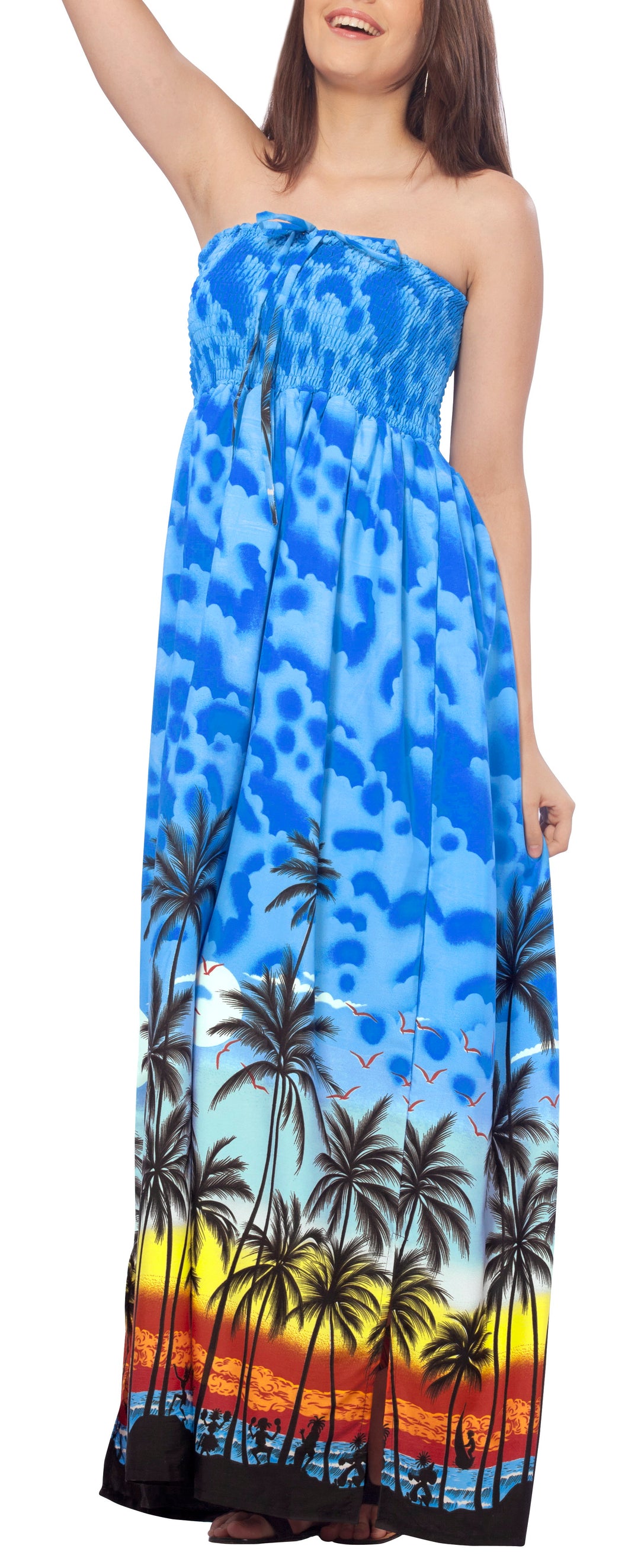 la-leela-soft-printed-beachwear-kaftan-loose-long-top-bright-blue-1528-one-size-blue_g306
