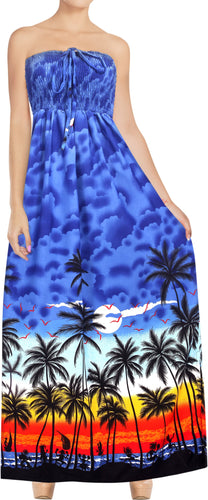 LA-LEELA-Women's-swimsuit-long-halter-neck-swimwear-maxi-dress-cover-up-beachwear-evening-OSFM 0-14 [XS- L]-Blue_G305