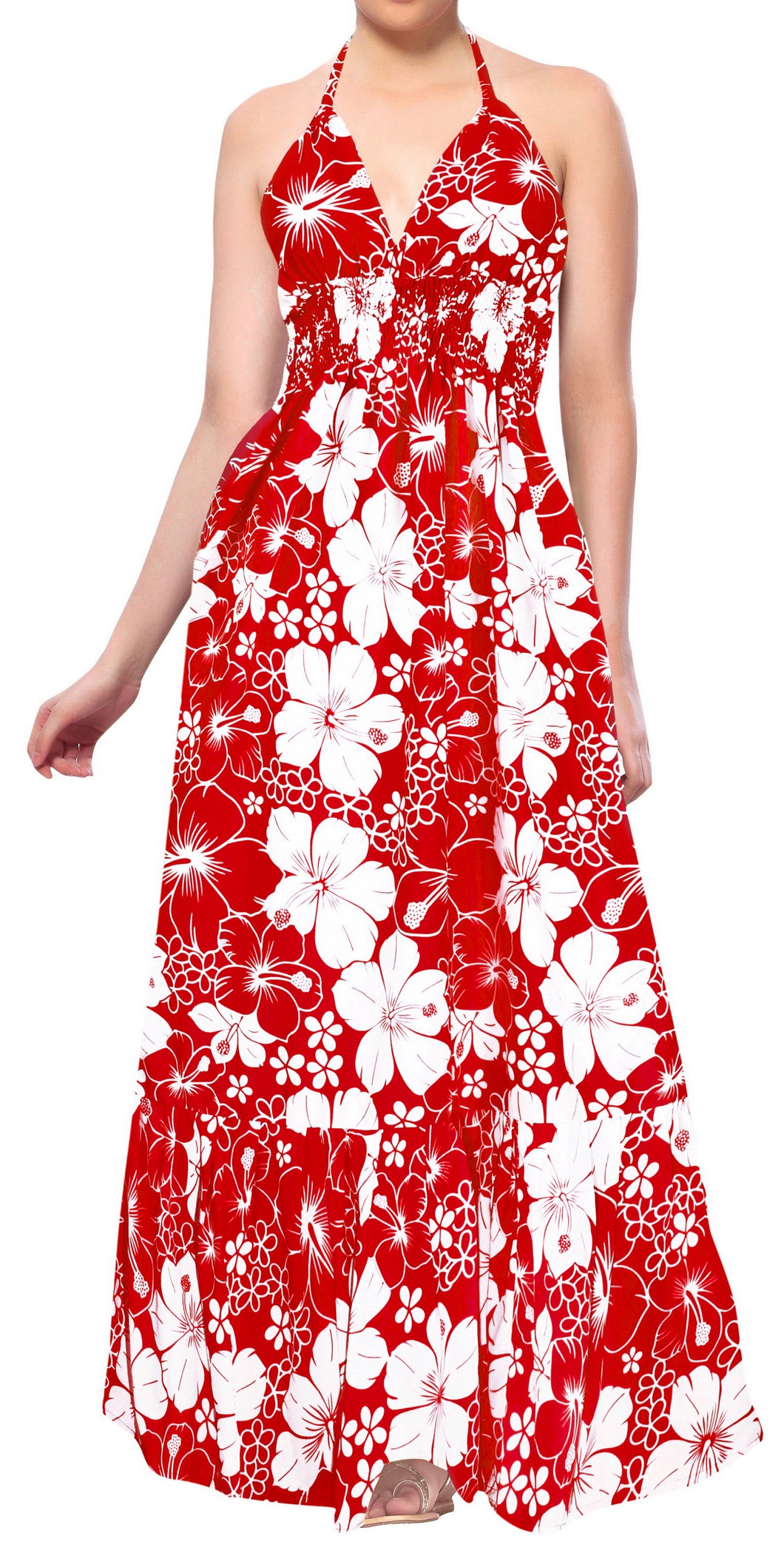 LA LEELA Long Maxi Floral Halter Neck Tube Maxi Dress For Women Beach Cocktail Party Casual Chic Boho Female Summer Sundress