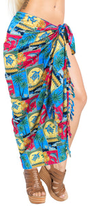 LA LEELA Women's Turtle Hawaiian Print Long Pareo Sarong Beachwear Wrap Swimsuit Bikini Cover up