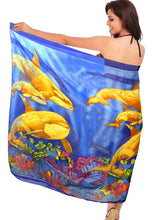 Load image into Gallery viewer, LA LEELA Women&#39;s Beach Cover Up Sarong Swimsuit Cover-Up Pareo 72&quot;x42&quot; Blue_S853