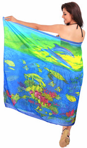 LA LEELA Womens Swimsuit Cover Up Beach Wrap Skirt Sarong Wrap 72"x42" Blue_S837