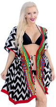 Load image into Gallery viewer, la-leela-cotton-printed-swimsuit-tassel-cover-up-osfm-14-32-l-5x-black_2156-black_p918
