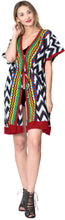 Load image into Gallery viewer, la-leela-cotton-printed-swimsuit-tassel-cover-up-osfm-14-32-l-5x-black_2156-black_p918