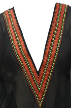 Load image into Gallery viewer, La Leela Sequin EMROIDERED Bikini Blouse Sheer Chiffon V Neck Cover up Orange