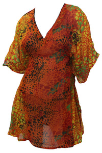 La Leela Chiffon Soft Women Caftan Swimwear Beachwear Plus Cover up Dress Orange