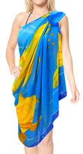 Load image into Gallery viewer, LA LEELA Women&#39;s Beach Cover Up Pareo Canga Swimsuit Sarong 72&quot;x42&quot; Blue_O507