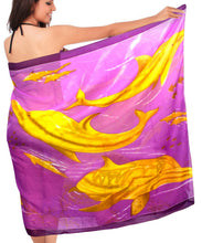 Load image into Gallery viewer, LA LEELA Women&#39;s Pareo Canga Sarong Skirt Swimwear Cover Up 72&quot;x42&quot; Purple_O506