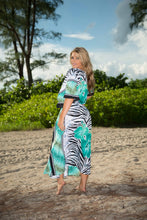 Load image into Gallery viewer, la-leela-lounge-likre-printed-long-caftan-tunic-dress-women-white_99-osfm-14-18w-l-2x