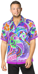 LA LEELA Shirt Casual Button Down Short Sleeve Beach Shirt Men Aloha Pocket 66