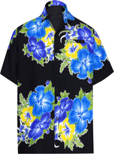 Load image into Gallery viewer, la-leela-shirt-casual-button-down-short-sleeve-beach-shirt-men-aloha-pocket-Blue_W319