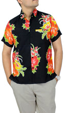 Load image into Gallery viewer, LA LEELA Men&#39;s Casual Beach hawaiian Shirt Aloha Tropical Beach  front Pocket Short sleeve Black