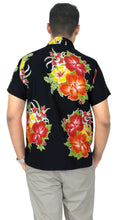 Load image into Gallery viewer, LA LEELA Men&#39;s Casual Beach hawaiian Shirt Aloha Tropical Beach  front Pocket Short sleeve Black