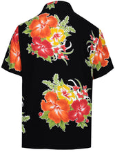 Load image into Gallery viewer, la-leela-mens-casual-beach-hawaiian-shirt-aloha-tropical-beach-front-pocket-short-sleeve-black