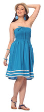 Load image into Gallery viewer, la-leela-evening-beach-swimwear-rayon-solid-batik-casual-cruise-beach-dress-teal-blue-2062-one-size
