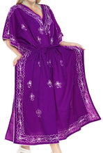 Load image into Gallery viewer, la-leela-rayon-solid-long-caftan-boho-dress-ladies-violet_916-osfm-14-18w-l-2x