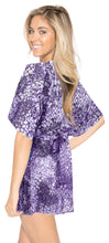 Load image into Gallery viewer, LA LEELA Women Casual V Neck Short Sleeve Kaftan Swing Tunic Dress US 10-14 Purple_K649
