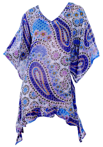 LA LEELA Women's Chiffon Beachwear Bikini Swimwear Beach Club V-Neck Sexy Cover Up Skirt Bathing Suit US 8-14 Blue_K646