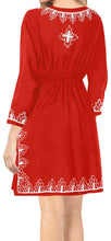 Load image into Gallery viewer, La Leela Embroidered RAYON SWIMSUIT Beach Cover up Tunic Bikini Dress Red