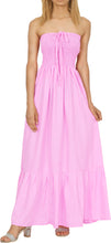 Load image into Gallery viewer, LA LEELA Long Maxi Solid Color Tube Dress For Women Everyday Casual And Chic Outfit Summer Beach Vacation Sundress