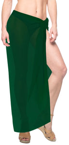 la-leela-sheer-chiffon-women-wrap-beach-sarong-solid-swimsuit-wrap-skirts-full-long-Olive Green_J214