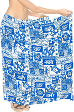 Load image into Gallery viewer, LA LEELA Women Swim Cover Up Beach Wrap Skirt Hawaiian Sarongs One Size Blue_J209
