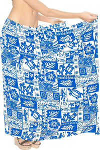 LA LEELA Women Swim Cover Up Beach Wrap Skirt Hawaiian Sarongs One Size Blue_J209