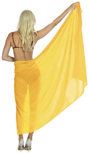 Load image into Gallery viewer, la-leela-womens-bikini-beach-wrap-hawaiian-sarong-swimming-suit-bathing-pareo-beachwear-valentines-day-dress-cover-up-long-78x42-yellow-123119