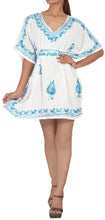 Load image into Gallery viewer, LA LEELA Women Casual V Neck Short Sleeve Kaftan Summer Dress US 10-14 White_G451