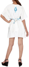 Load image into Gallery viewer, LA LEELA Women Casual V Neck Short Sleeve Kaftan Summer Dress US 10-14 White_G451