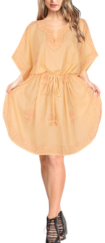 la-leela-bikni-swimwear-rayon-solid-summer-cover-up-OSFM 16-28W [XL- 4X]-Pumpkin Orange_G449