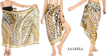 Load image into Gallery viewer, LA LEELA Women&#39;s Beach Cover Up Sarong Swimsuit Coverup Pareo 72&quot;x42&quot; Brown_G415
