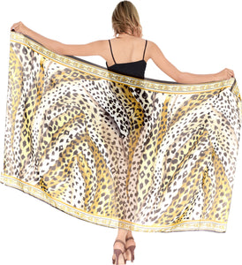 LA LEELA Women's Beach Cover Up Sarong Swimsuit Coverup Pareo 72"x42" Brown_G415