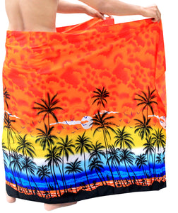 LA LEELA Men Summer Beach Wrap Cover Up Tribal Lungi Sarong One Size Orange_F347