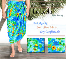 Load image into Gallery viewer, LA LEELA Soft Light Printed Swimwear Wrap Party Male 72&quot;X42&quot; Turquoise Blue 6273 123289